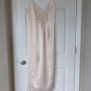 Vintage Faye Pink Satin Nightgown - Size M
